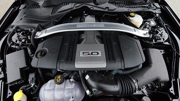 Engine appearance of the 2021 Ford Mustang available at Johnson City Ford
