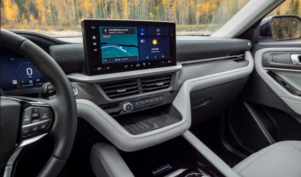 The dashboard of the new Ford Explorer is shown, highlighting all of the features that make the Explorer a premiere SUV on the road today. Find yours at Johnson City Ford near Bristol.