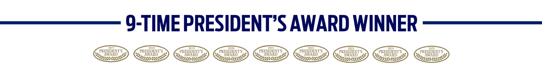 A graphic that reads 9-time President's Award Winner for Johnson City Ford
